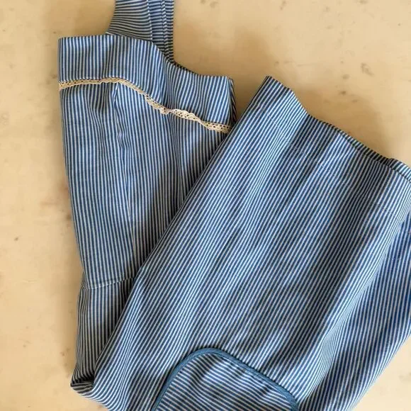 Vintage Blue & White Stripe Dress – Coastal Euro Summer Picnic - Picture 5 of 7